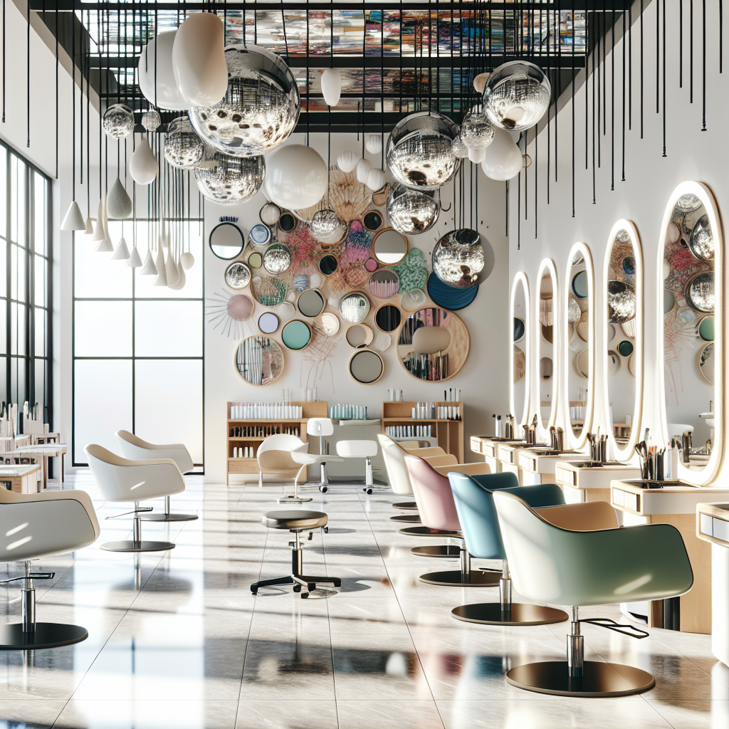 Image générée par IA - Un salon de coiffure moderne et lumineux avec miro...